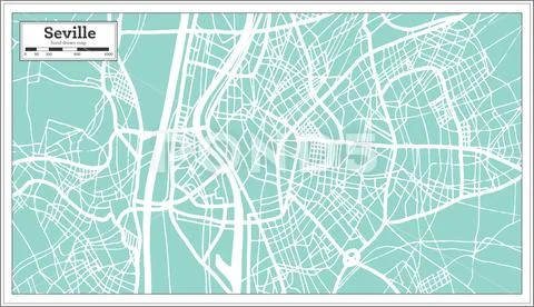 Seville Spain City Map in Retro Style. Outline Map. Stock Illustration