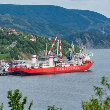 Sevmorput - nuclear container ship Russian Corporation FSUE Atomflot. Container Foto stock