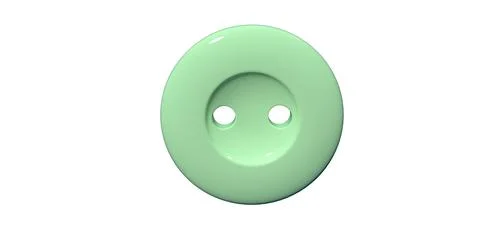 Sew-on buttons isolate, green sewing and needlework tool, close-up, cut-out item Stock Illustration