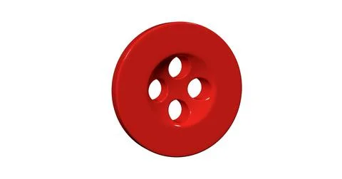Sew-on buttons isolate, red sewing and needlework tool, close-up, cut-out item Stock Illustration