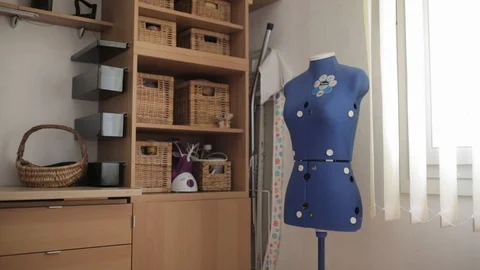 Sew Doll and Sewing Machine Room Stock Footage 99889065