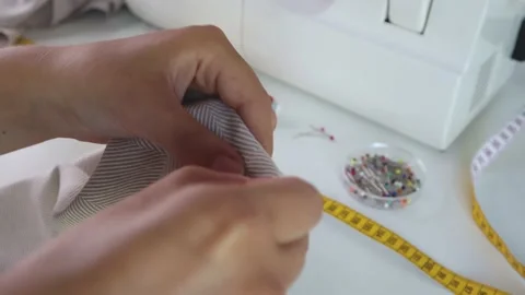 Sew by hand with a needle. Stock Footage 138142481