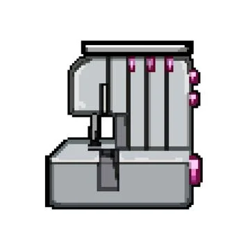 Sew overlock pixel art vector illustration Stock Illustration