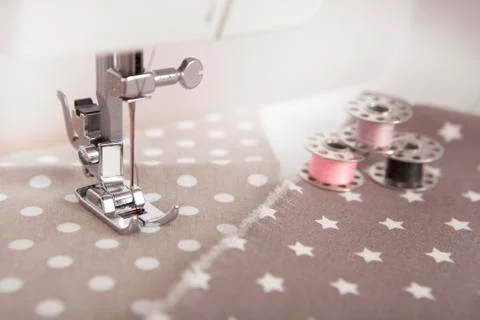 Sew with sewing machine Stock Photos