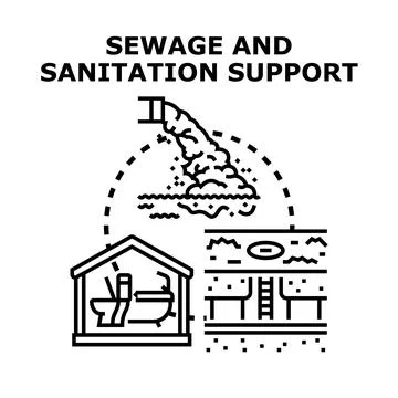 Sewage and sanitation support system infrastructure concept Stock Illustration