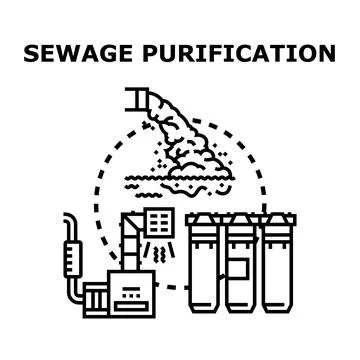 Sewage purification process for clean water processing Stock Illustration