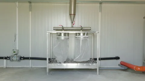 Sewage purification system in operation, showcasing filtration process with Stock Footage 318711546