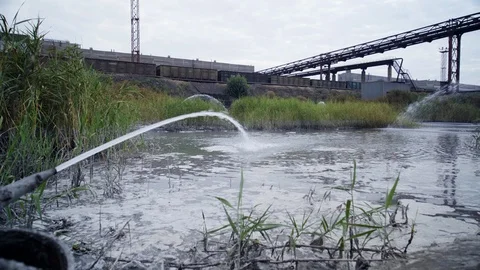 Sewage storage of mining and processing plant Stock Footage 95149839