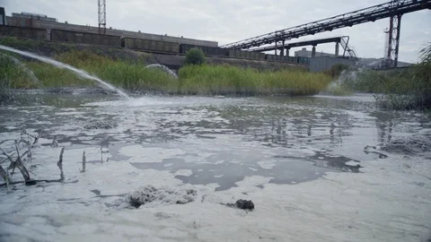Sewage storage of mining and processing plant Stock Footage 95149987