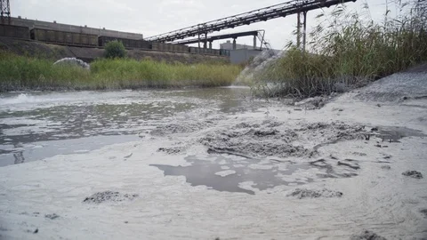 Sewage storage of mining and processing plant Stock Footage 95150159