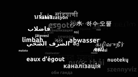 Sewage Translated in 50 Worldwide Languages Endless Looping 3d Zooming Wordcl Video stock 145196687