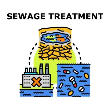 Sewage treatment process cleaning polluted water environment Stock Illustration