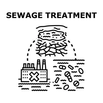Sewage treatment process cleaning polluted water environment Stock Illustration