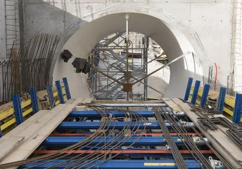 Sewer construction in hydraulic engineering Stock Photos