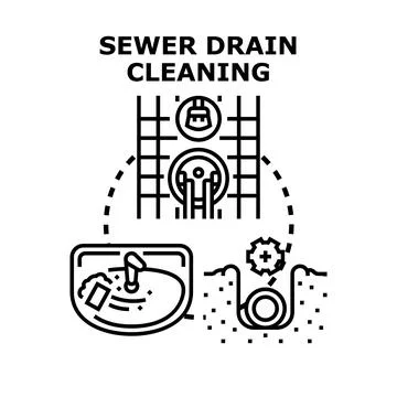 Sewer drain cleaning system maintenance and repair concept Stock Illustration