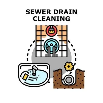 Sewer drain cleaning system maintenance and repair concept Stock Illustration