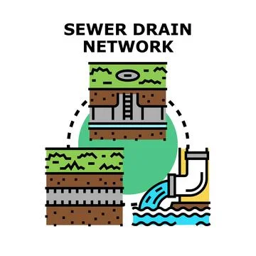 Sewer drain network color vector concept Stock Illustration