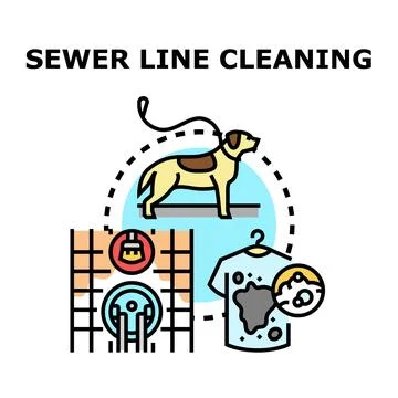 Sewer line cleaning problem solution concept vector Stock Illustration