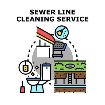 Sewer line cleaning service concept vector illustration Illustrazione stock