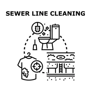 Sewer line cleaning service vector concept illustration Stock Illustration