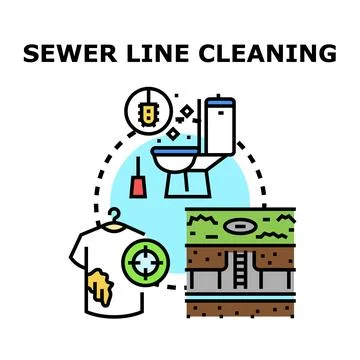 Sewer line cleaning service vector concept illustration Stock Illustration