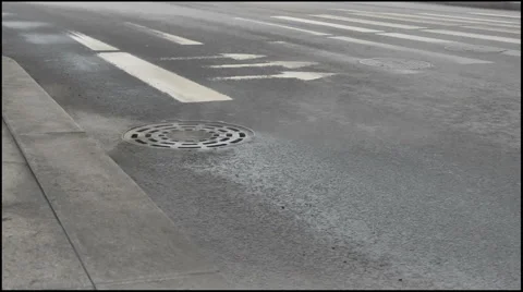 Sewer manhole on the road 2 Stock Footage 46707418