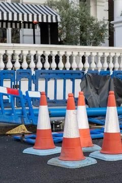 Sewer or cabling repairs works in Notting Hill, city life in wealthy neighb.. Stock Photos