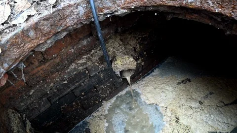Sewer pipe cleaning. Close-up. Clean. Stock Footage 126514468