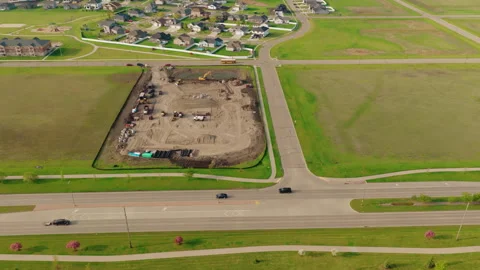 Sewer Pipe Installation Aerial Utility Construction Fargo ND Vídeo Stock 345717699
