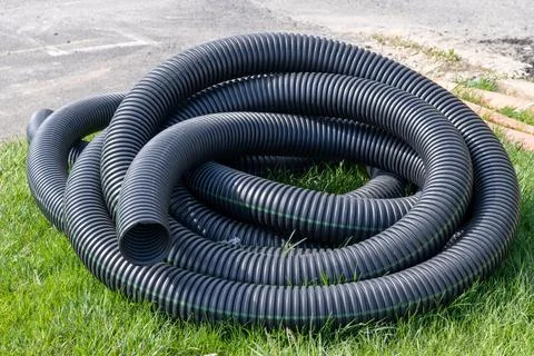 Sewer plastic black pipe Stock Photos