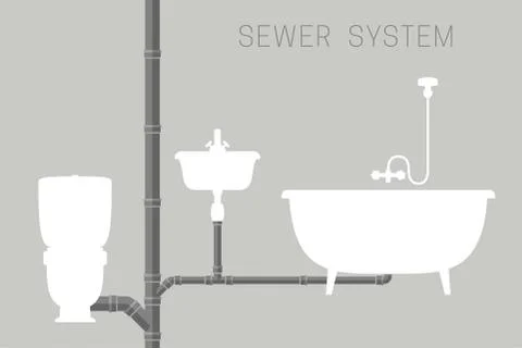 Sewer system with pipes Stock Illustration