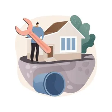 Sewerage system abstract concept vector illustration. Stock Illustration