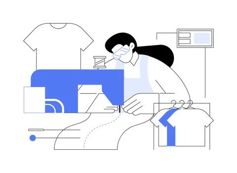 Sewing abstract concept vector illustration. Stock Illustration