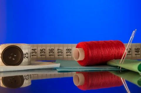 Sewing accessories and tools for tailoring Stock Photos