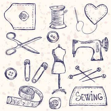 Sewing accessories Stock Illustration