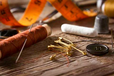 Sewing accessories Stock Photos
