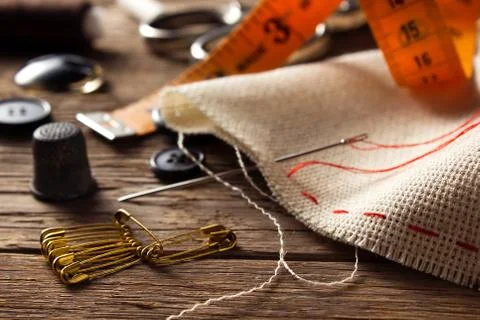Sewing accessories Stock Photos