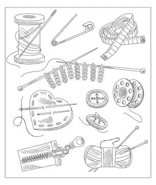 Sewing Accessories. Vector Illustration 库存插图