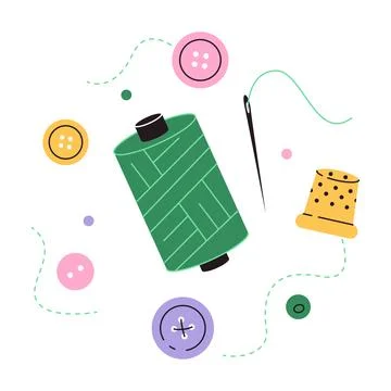 Sewing and embroidery tools. Vector illustration of sewing tools Stock Illustration