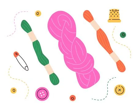 Sewing and knitting tools vector illustration Иллюстрация