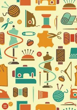 Sewing and needlework background Stock Illustration