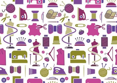Sewing and needlework background Stock Illustration