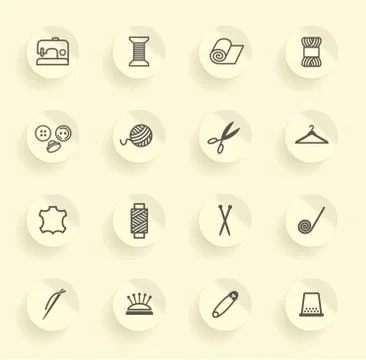 Sewing and needlework icons Stock Illustration