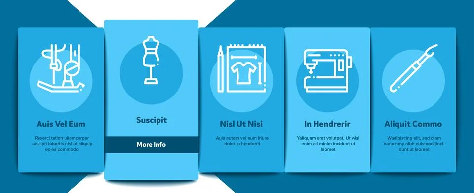Sewing And Needlework Onboarding Elements Icons Set Vector Stock Illustration