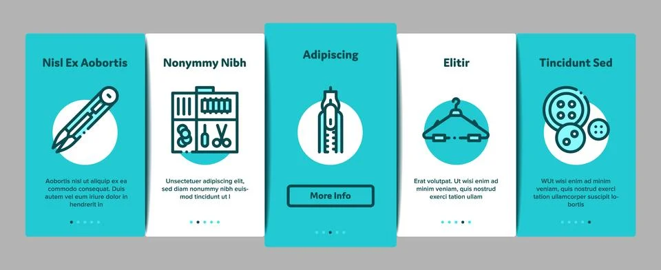 Sewing And Needlework Onboarding Elements Icons Set Vector 스톡 일러스트