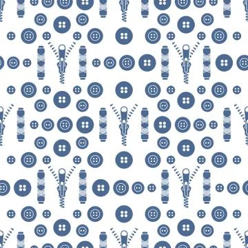 Sewing and needlework seamless pattern. Illustrazione stock