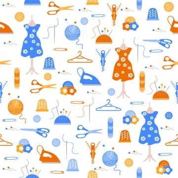 Sewing and needlework seamless pattern. 스톡 일러스트