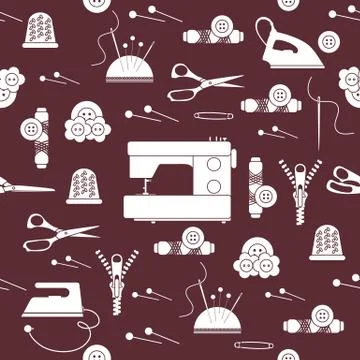 Sewing and needlework seamless pattern. Stockillustratie
