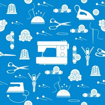 Sewing and needlework seamless pattern. 스톡 일러스트
