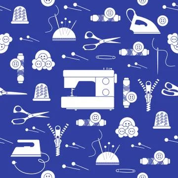 Sewing and needlework seamless pattern. 库存插图